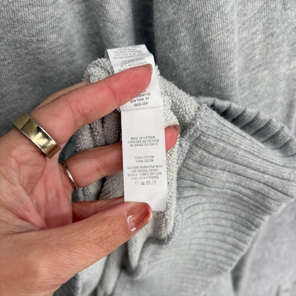 Aerie Down To Earth Henley Hoodie Size L Heather Gray Oversized V Neck Terry - Picture 6 of 8